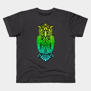 neon glitch owl ecopop Kids T-Shirt